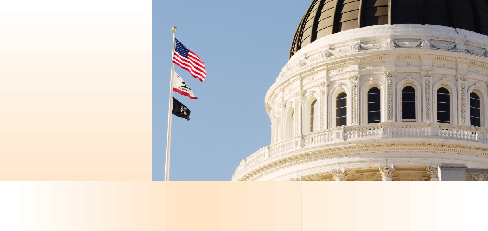 Image of the California state house rotunda and flag pole