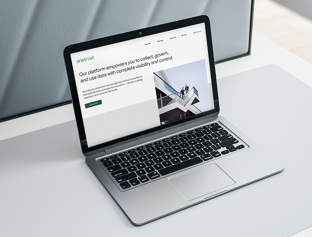 Laptop with the OneTrust website on its screen